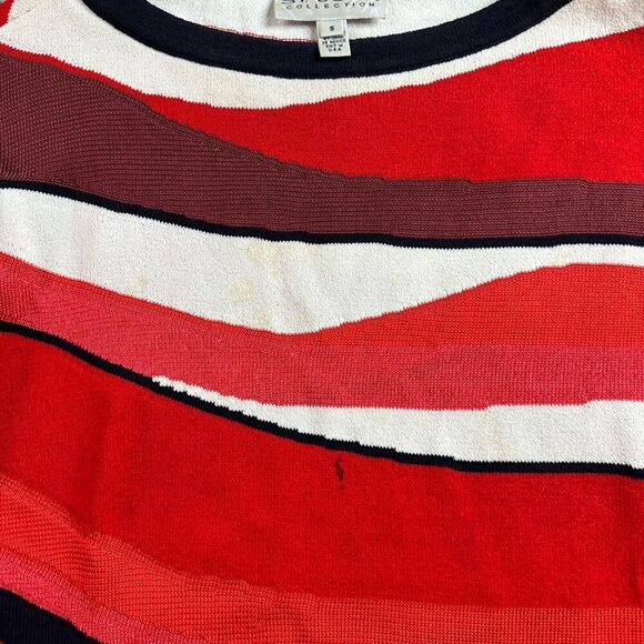 VINTAGE ST. JOHN Collection Top Womens Small Red White Geometric Wool Blend READ - Picture 4 of 15
